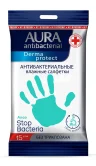 Влажные салфетки Aura Derma Protect антибактериальные алоэ 15 шт., флоу-пак