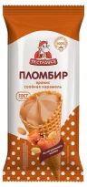 Мороженое Пестравка рожок пломбир арахисовый с солёной карамелью 12% 100 гр., флоу-пак