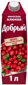 Морс Добрый клюква 1 л., тетра-пак