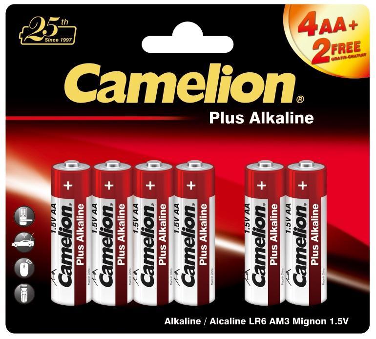 Батарейка Camelion LR6-BP PlusAlkaline 4+2 1.5В 6шт, блистер