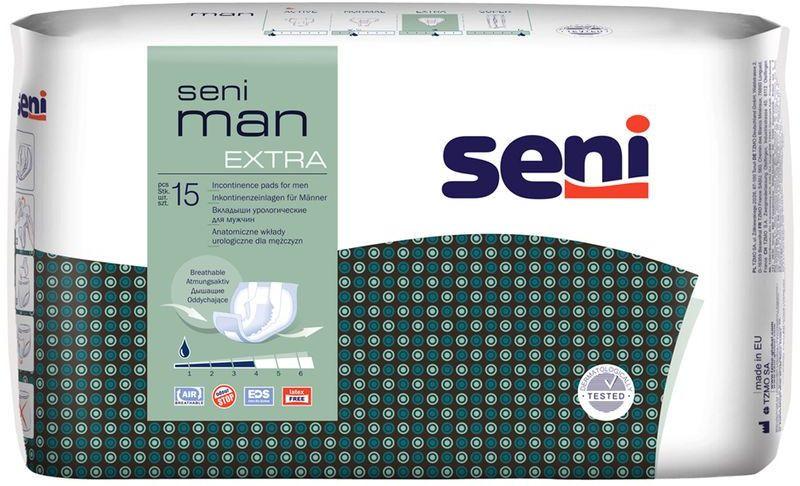 Вкладыши урологические для мужчин, 15 шт., Seni Man Extra, пластиковая упаковка