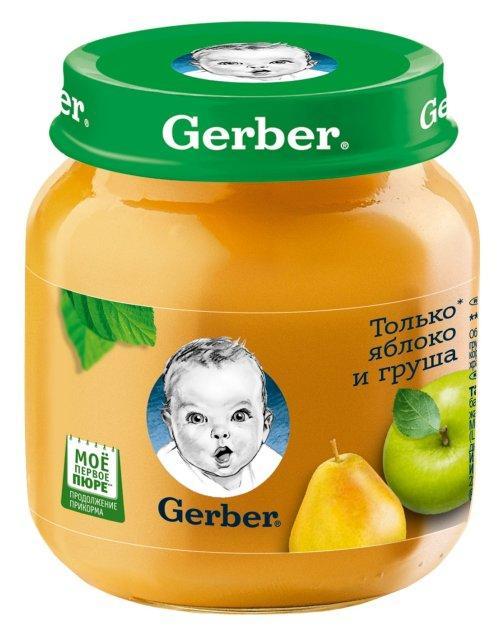 Пюре яблоко и груша, Gerber, 130 гр., стекло