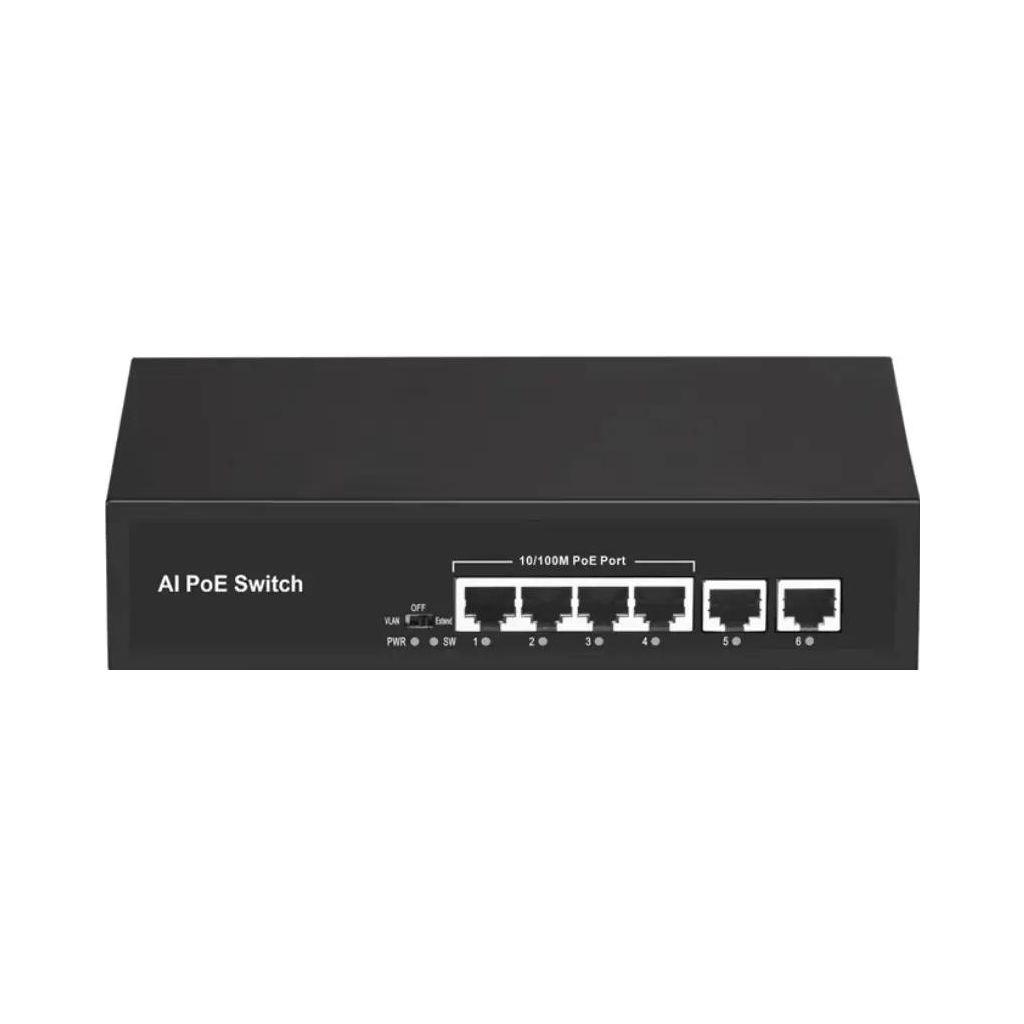 Коммутатор Falcon Eye FE-4FPF2, неуправляемый, 6 RJ-45, 10/100 Мбит/с [00-00330351]