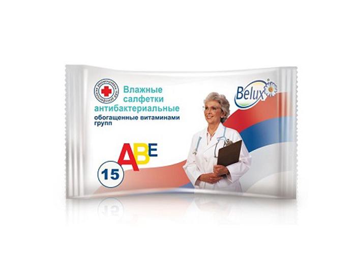Влажные салфетки Антибактериальные 15 шт., Belux, флоу-пак