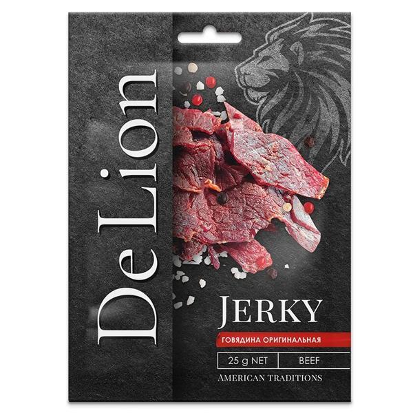 Говядина DeLion JERKY вяленая оригинальная 25 гр., пакет