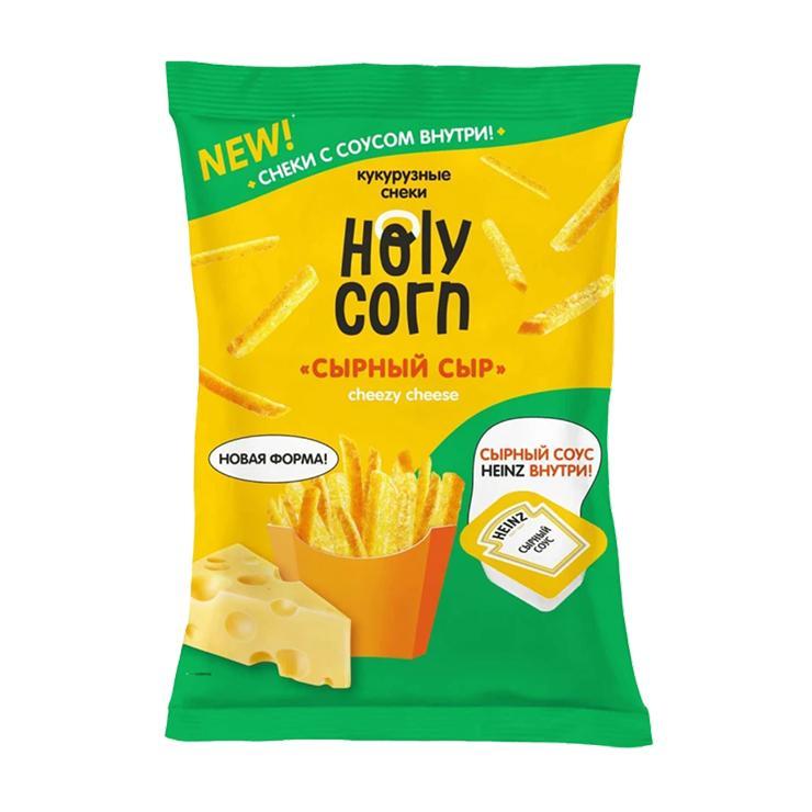 Снеки кукурузные Holy Corn сырный сыр с вложением кетчупа 30 гр., флоу-пак