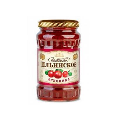 Брусника Усадьба Ильинское протертая с сахаром 350 гр., стекло