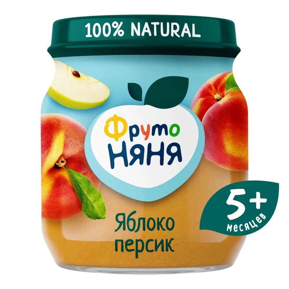 Пюре ФрутоНяня яблоко персик 100 гр., стекло