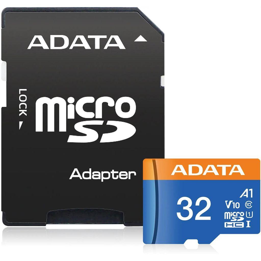 Карта памяти microSDHC UHS-I U1 A-Data Premier 32 ГБ, 85 МБ/с, 10X, Class 10, AUSDH32GUICL10A1-RA1, 1 шт., переходник SD
