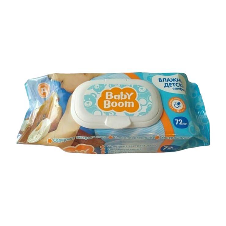 Салфетки влажные Baby Boom детские с экстрактом алоэ 15 шт., флоу-пак