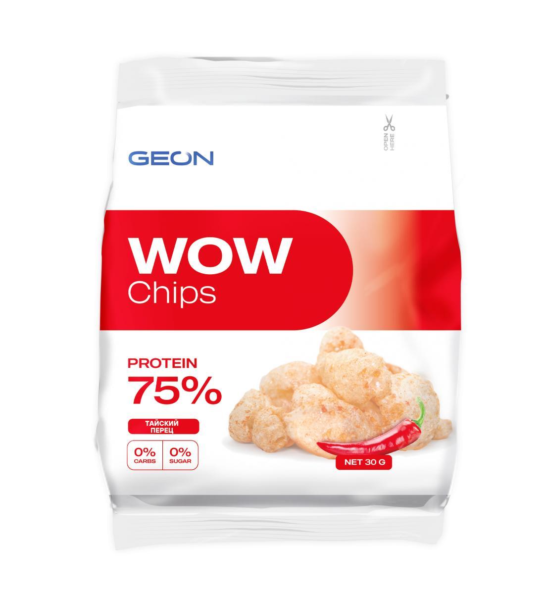 Чипсы протеиновые GEON WOW Сладкий тайский перец 75% белка 30 гр., флоу-пак