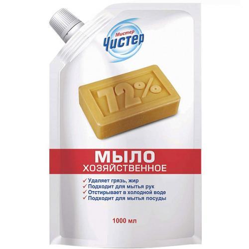 Мыло хозяйственное жидкое Мистер Чистер 1 л., дой-пак
