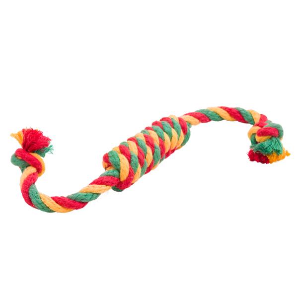 Игрушка Doglike Сарделька канатная 1 штука Dental Knot большая L42см жёлтый зелёный красный