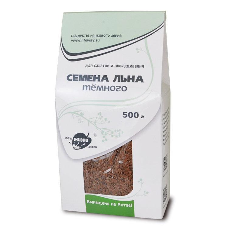 Семена льна темного, Образ Жизни, 500 гр., картонная коробка, картонная коробка