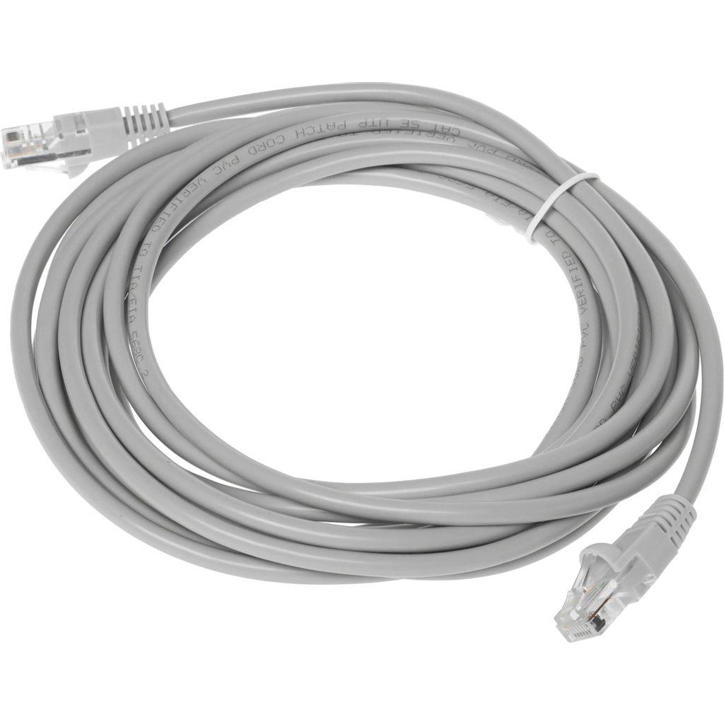 Патч-корд KINGPRICE KP-PC-c5e-5m-g литой (molded), UTP, кат.5E, 5м, 4 пары, 26AWG, алюминий омедненный, многожильный, серый