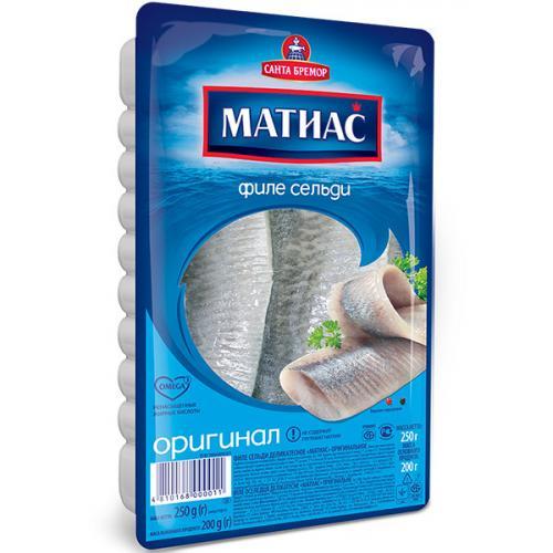 Сельдь Матиас филе деликатесное оригинальное 250 гр., вакуум