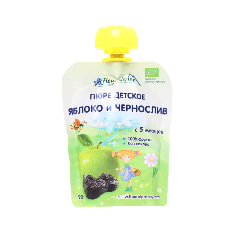 Пюре Fleur Alpine Organic яблоко чернослив для детей с 5 месяцев