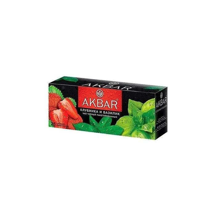 Чай Акбар Клубника и Базилик черн.аром.25пак*1,5 гр., картон