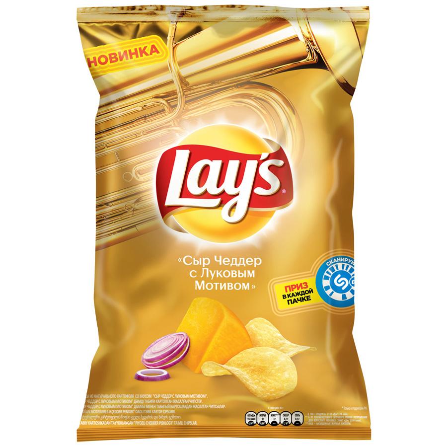 Чипсы Lay's чеддер лук 140 гр., флоу-пак