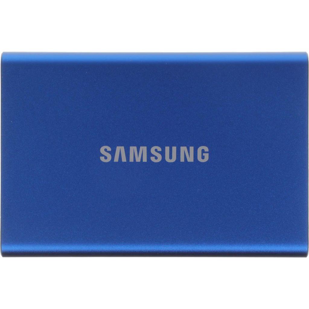 Внешний диск 2ТБ SSD Samsung T7 MU-PC2T0H/WW, USB-C, запись - 1000МБ/с, чтение - 1050МБ/с, синий