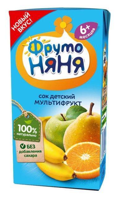 Сок Фруто Няня мультифрукт с 6 месяцев 200 мл., тетра-пак