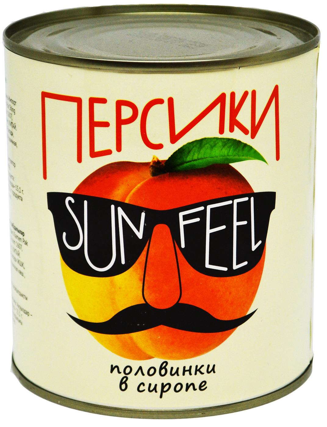 Персики половинки в сиропе Sun Feel, 850 мл., жестяная банка