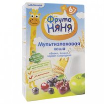 Каша Фруто Няня Мультизлаковая молочная Яблоко смородина вишня С 6 месяцев