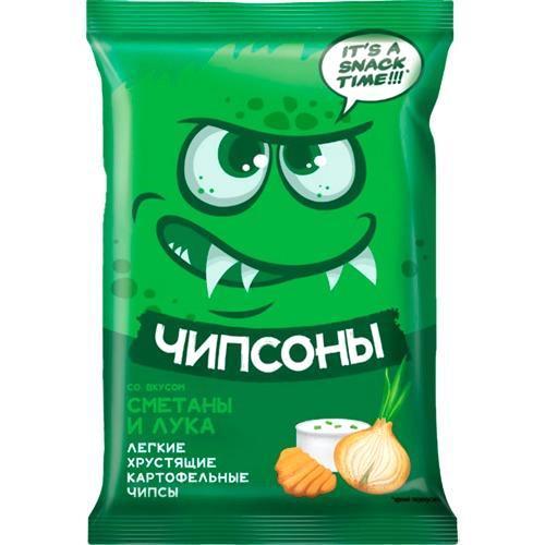 Чипсы Яшкино Чипсоны воздушные со вкусом сметаны с луком 40 гр., флоу-пак