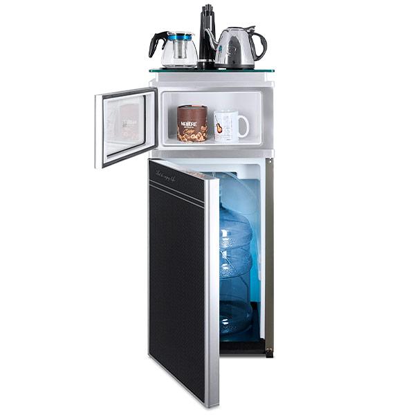 Кулер Ecotronic TB3-LE UV с чайным столиком Тиабар, напольный, электр, нижняя загрузка, шкафчик 7л, серый с черным