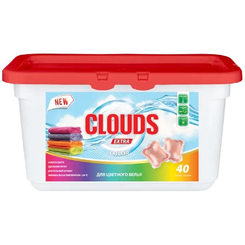 Капсулы для стирки CLOUDS Color цветного белья Роза 40 капсул 320 гр., пластик