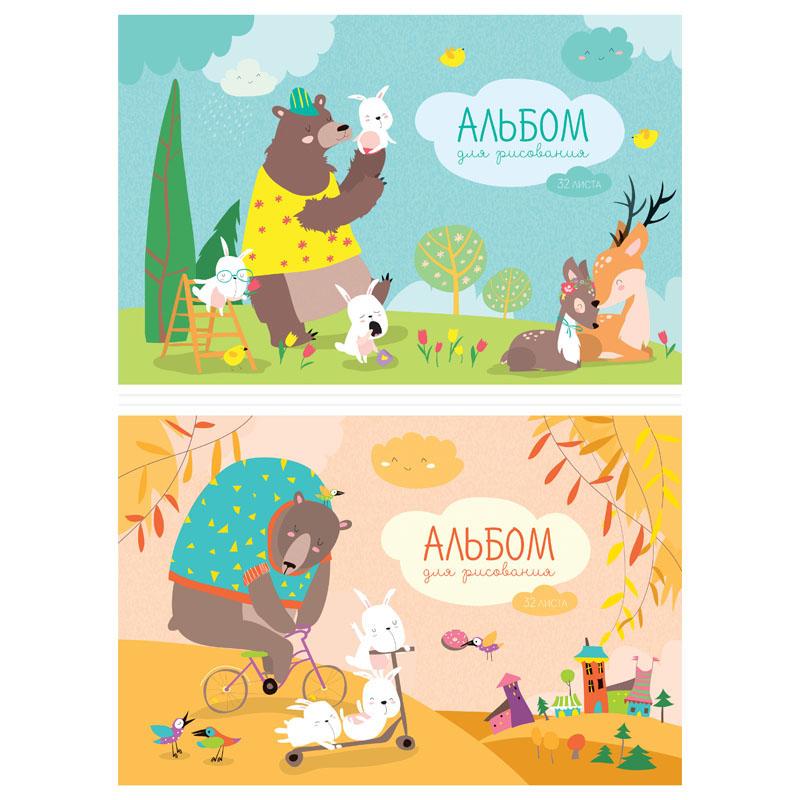 Альбом для рисования 32л., А4, на скрепке ArtSpace Животные. Cute animals