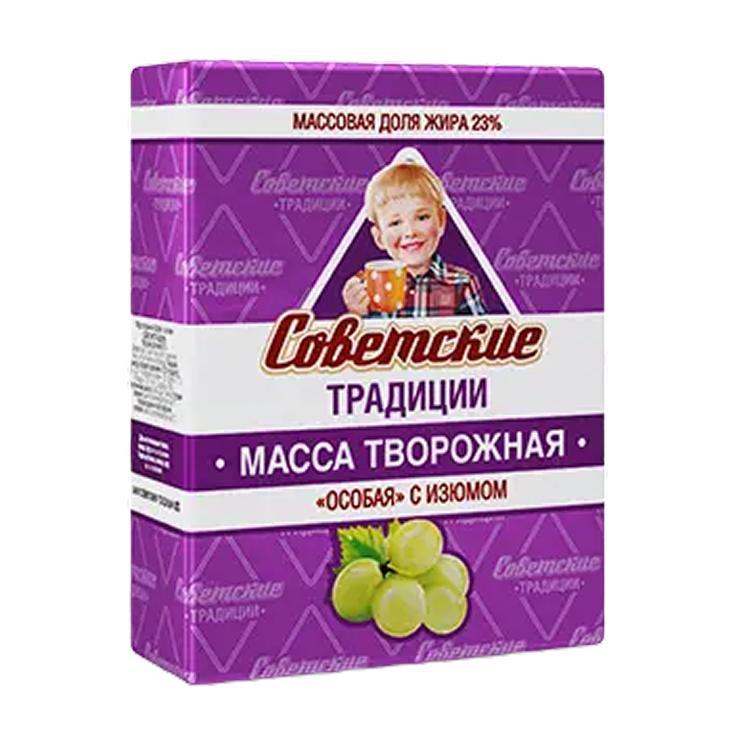 Масса творожная Советские традиции особая с изюмом 180 гр., обертка