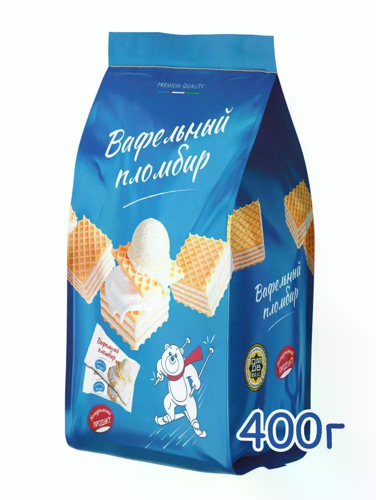 Вафли неглазированные Вафельный пломбир с жировой начинкой со вкусом пломбира 200 гр., флоу-пак