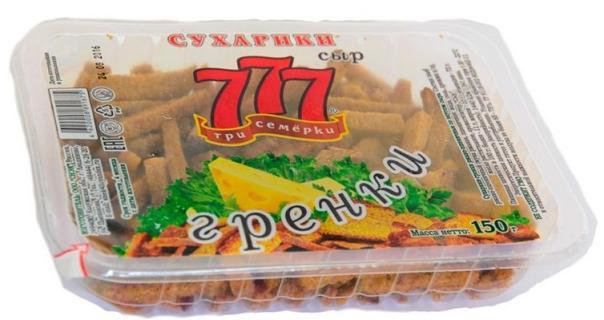 Гренки 777 со вкусом сыра, 150 гр., ПЭТ