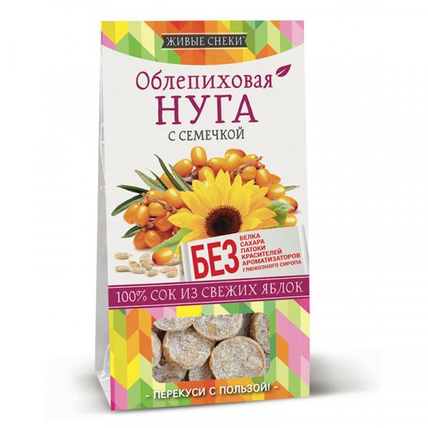 Нуга Живые снеки облепиховая с семечкой 60 гр., картон