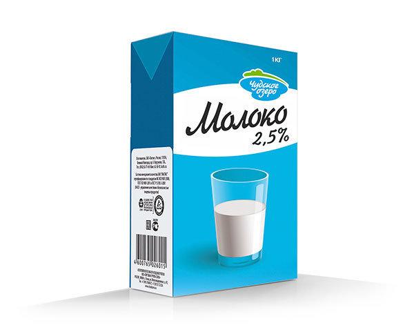 Молоко 2,5%, Чудское Озеро, 1 л., тетра-пак