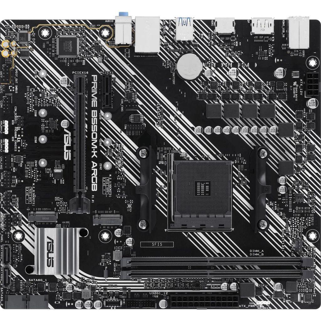 Материнская плата ASUS PRIME B550M-K ARGB, Socket AM4, AMD B550, mATX, Ret