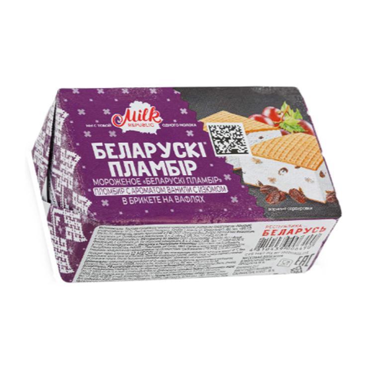 Мороженое пломбир Белорусский пломбир брикет изюм на вафлях 100 гр., картон