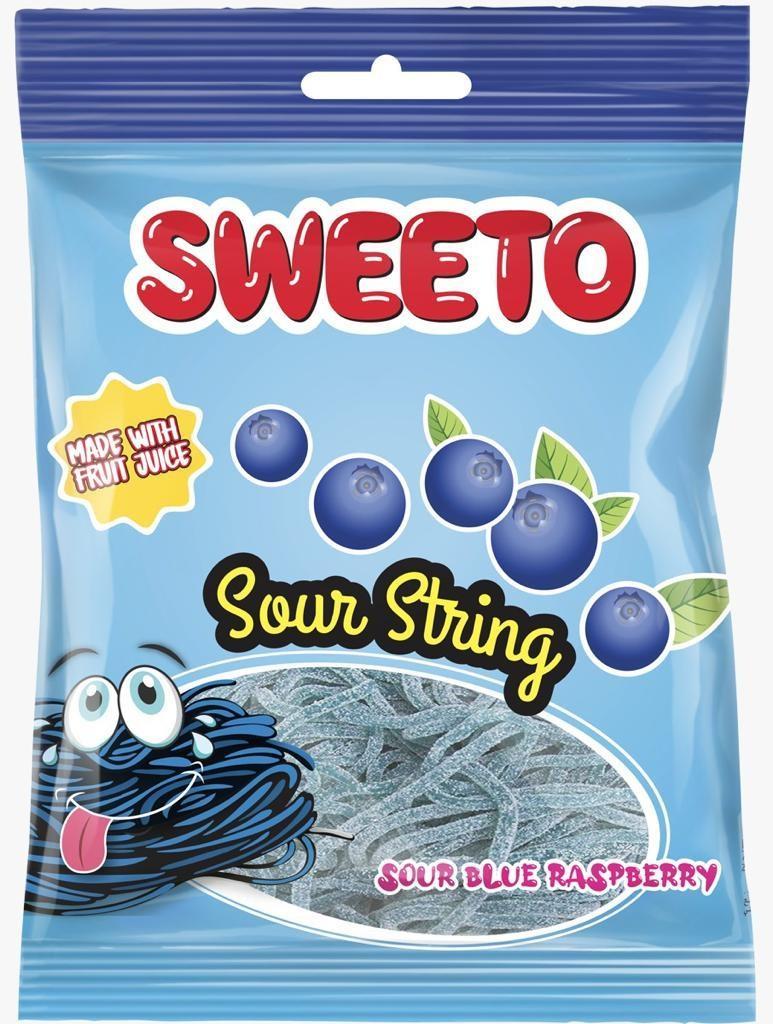 Мармелад жевательный Sweeto Sour String Blue Raspberry ежевика кислое спагетти 80 гр., флоу-пак