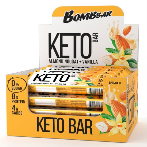 Батончик Bombbar Keto миндальная нуга и ваниль 40 гр., флоу-пак