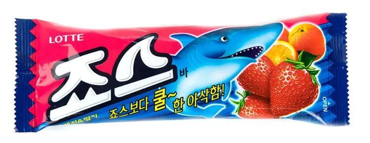 Мороженое лед Lotte ice cream jaws bar апельсин-клубника 85 гр., флоу-пак