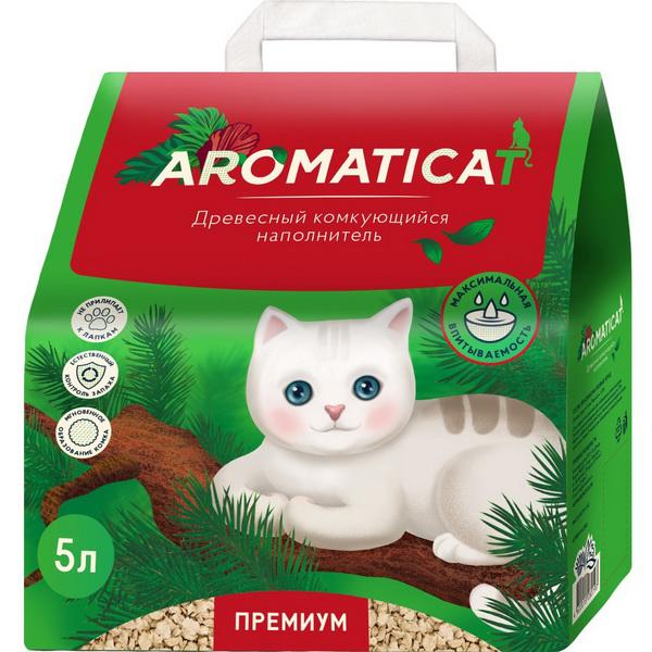 Наполнитель для кошачьего туалета Aromaticat древесный комкующийся 5 л., пакет