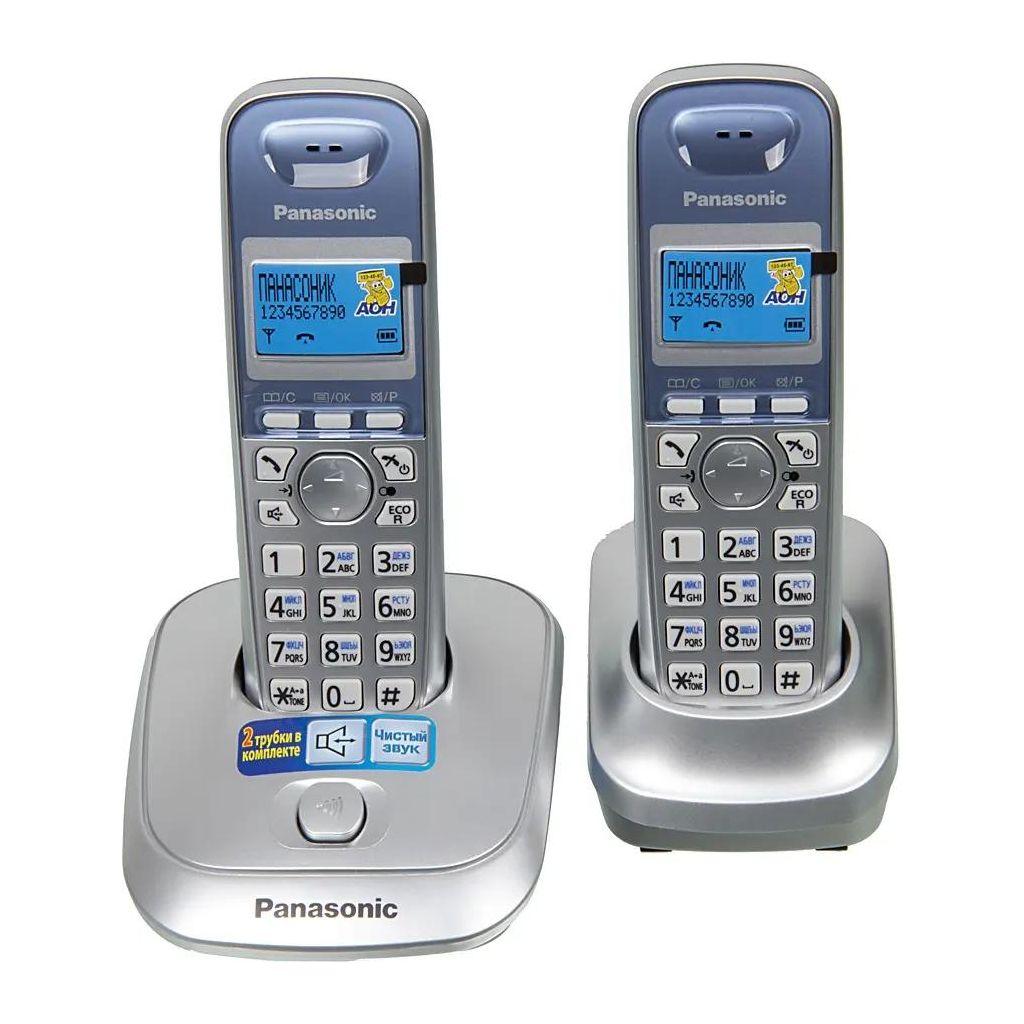 Радиотелефон PANASONIC KX-TG2512 RUS + дополнительная трубка, память 50 номеров, АОН, повтор, серебро