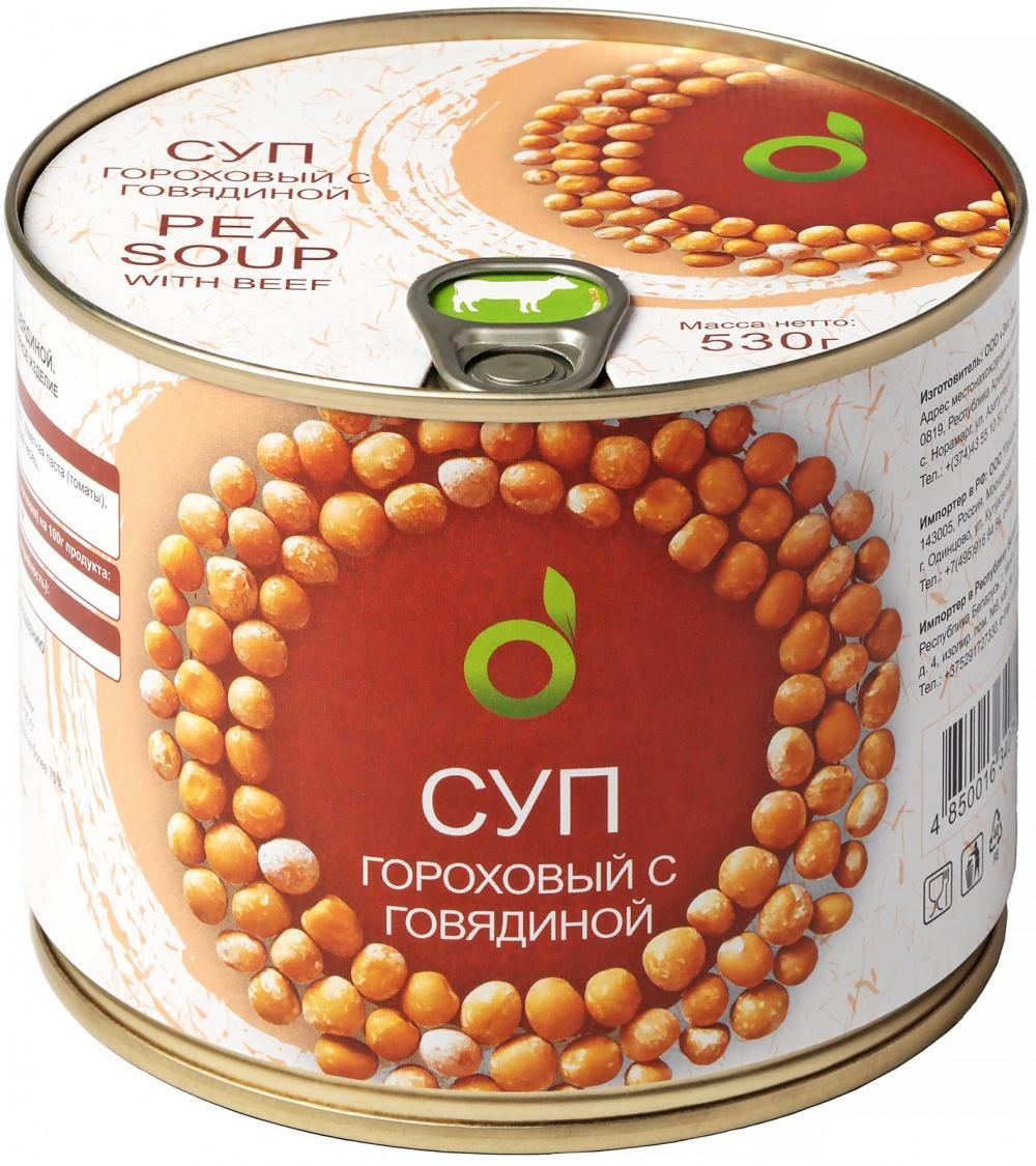Суп EcoFood Гороховый с говядиной, 530 гр., ж/б