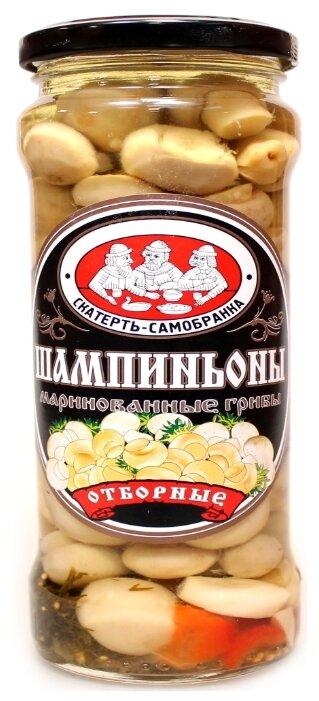Шампиньоны маринованные, Скатерть-Самобранка, 370 мл., стекло