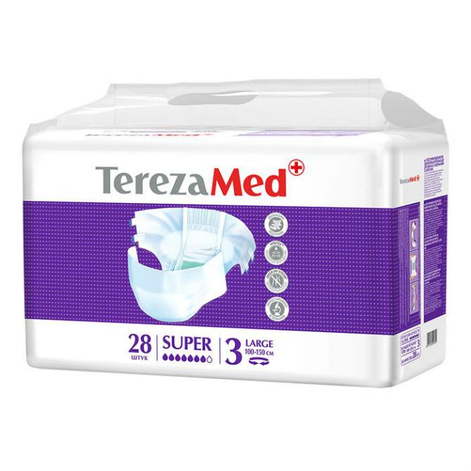 Подгузники для взрослых Tereza Med large super 3 100-150см 28 шт