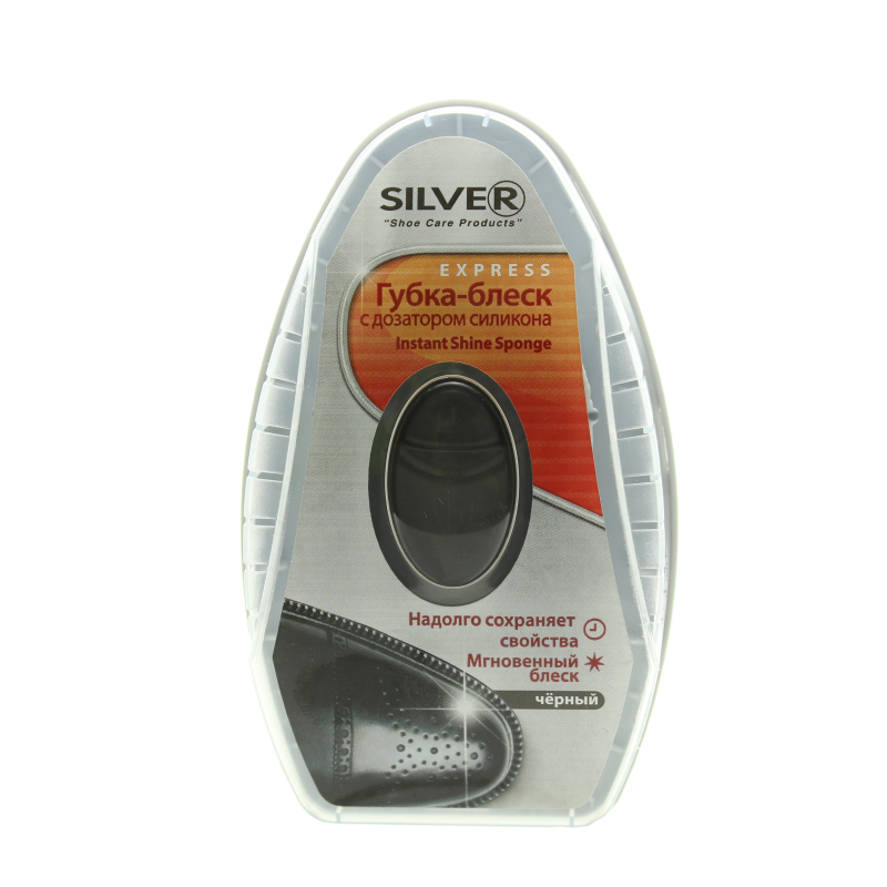 Губка-блеск для обуви Silver Express с дозатором силикона черный 1 шт.