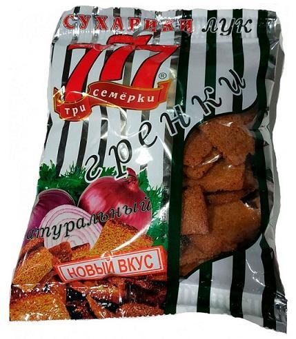 Гренки 777 со вкусом сметаны и зелени, 150 гр., ПЭТ