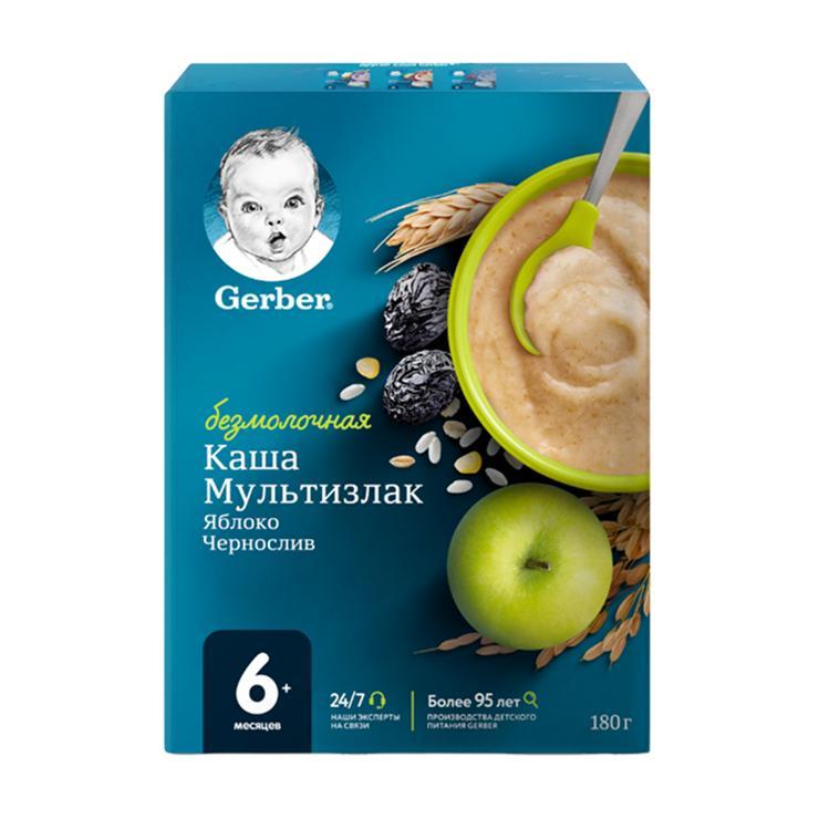 Каша Gerber безмолочная мультизлаковая яблоко чернослив 180 гр., картон