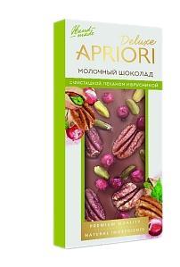 Шоколад Apriori Deluxe молочный с фисташкой, пеканом и брусникой 85 гр., картон